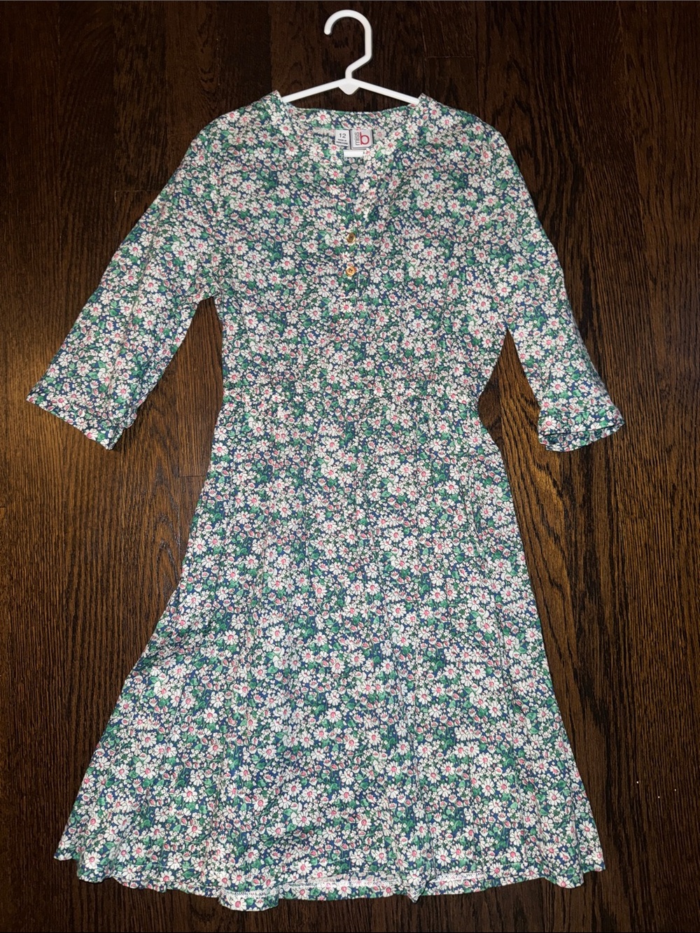 Miss B Green Floral Girls' Long Sleeve Dress